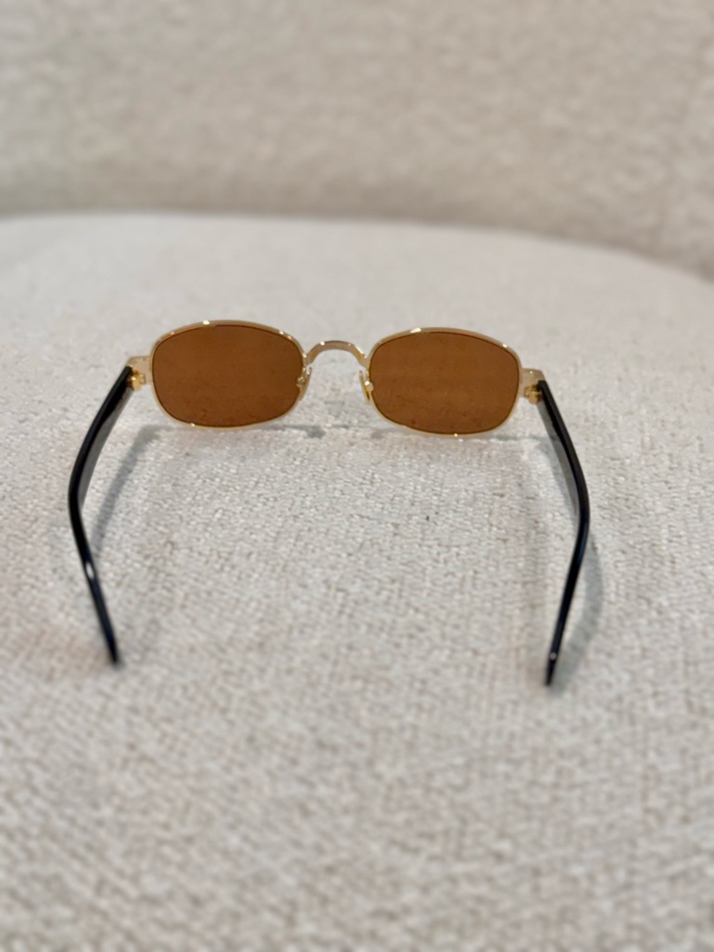 Yves Saint Laurent Gold Frame Sunglasses with Brown Lenses and Black Temples - Picture 3 of 12